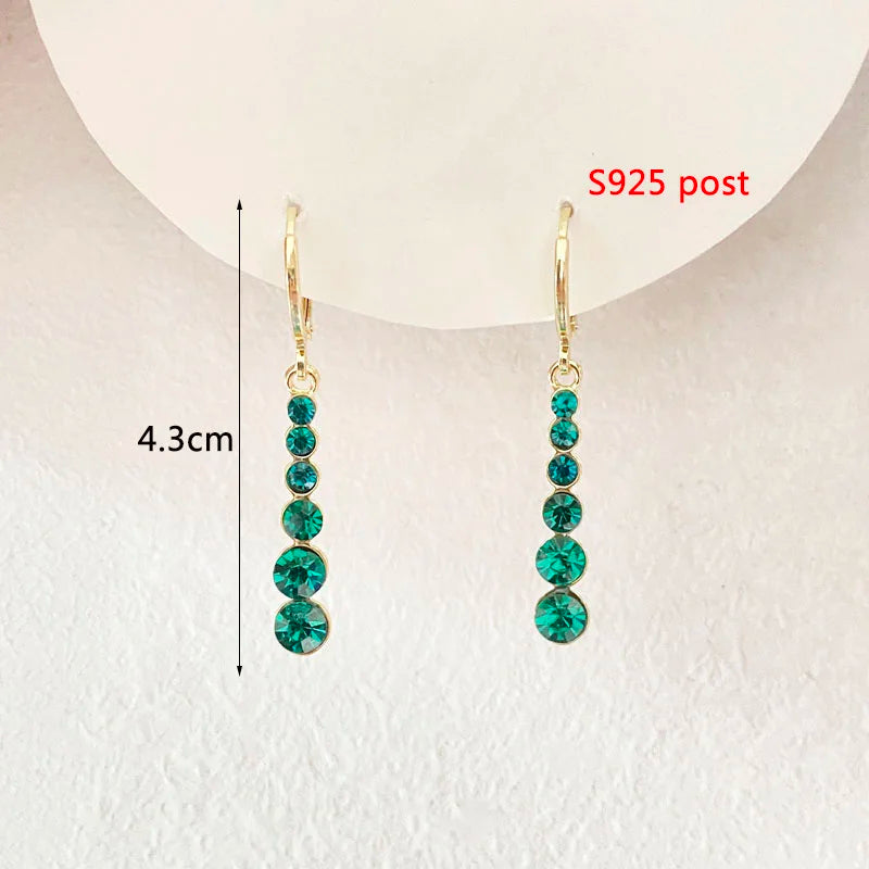 Green Color Crystal Dangle Earrings for Women