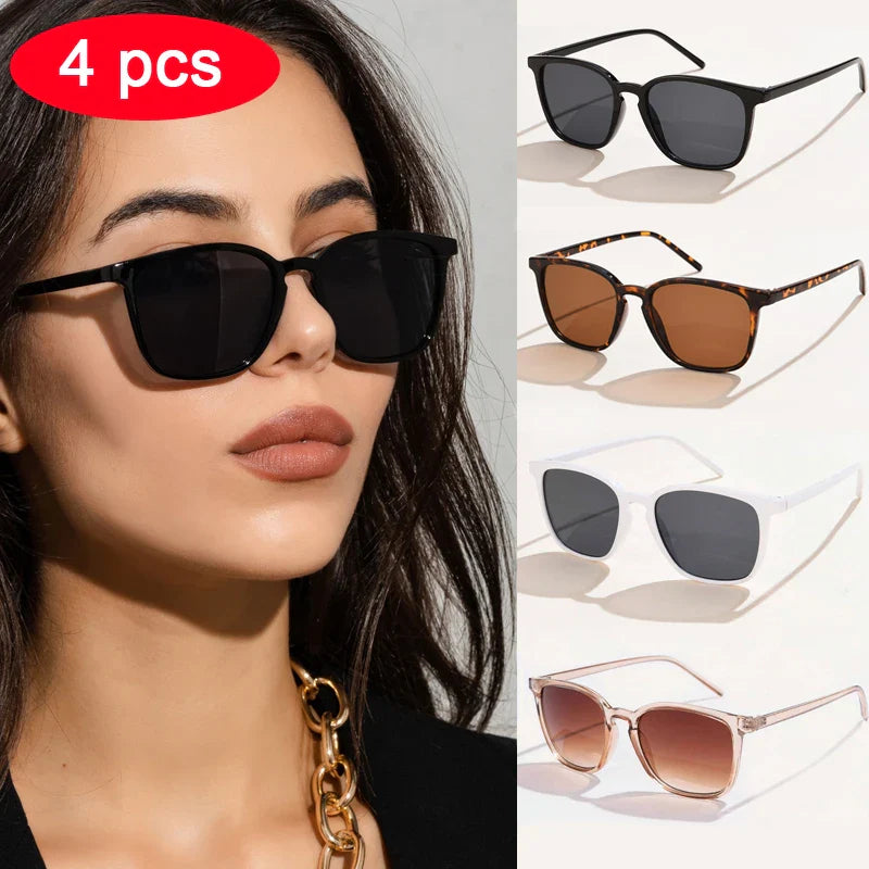 6pcs/4pcs/3pcs Square Small Sunglasses Women Rectangle Frame Purple Colorful Sun Glasses Female Y2K Retro Gradient Shades UV400