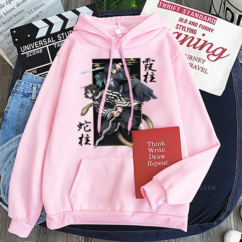 Anime Demon Slayer Iguro Obanai And Tokitou Muichirou Print Hoodies