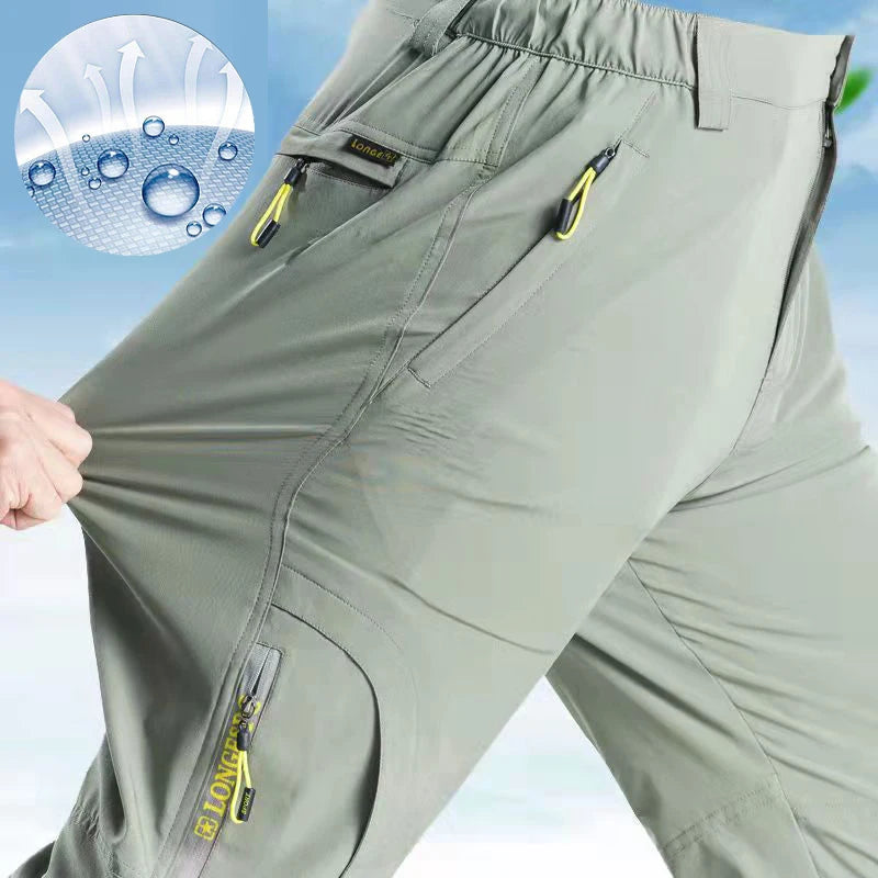 Quick Dry Hiking Pants Men Stretch Waterproof Tactical Pants Zipper Pockets