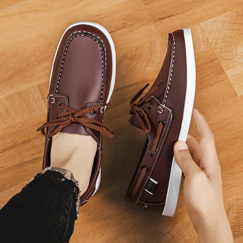 New Brand Casual Shoes for Men Comfy Leather Loafers Man Business Shoes Light Flat Social Shoe Male Driving Shoes Big Size 40-48