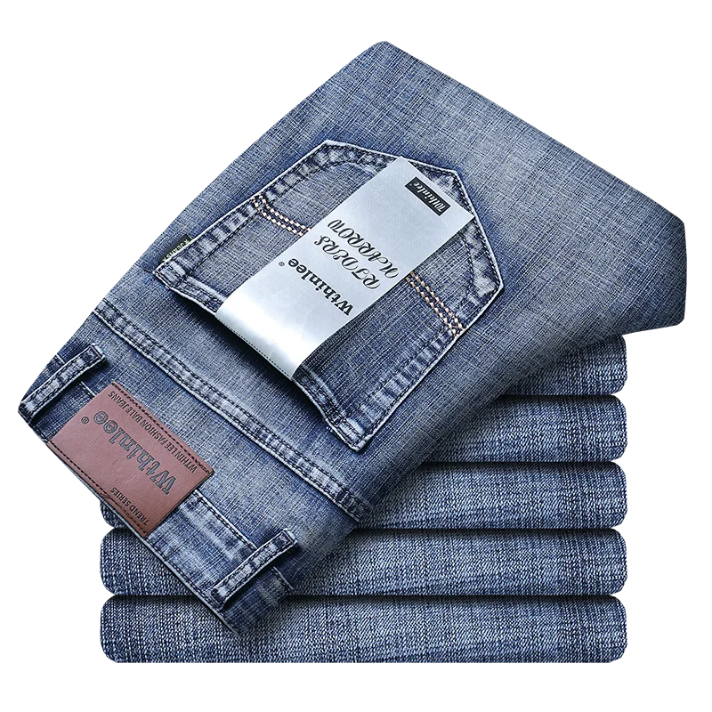 Spring Autumn 2025 Men's Smart Jeans Business Fashion Straight Regular Blue Stretch Denim Trousers Classic Men Plus Size 28-40