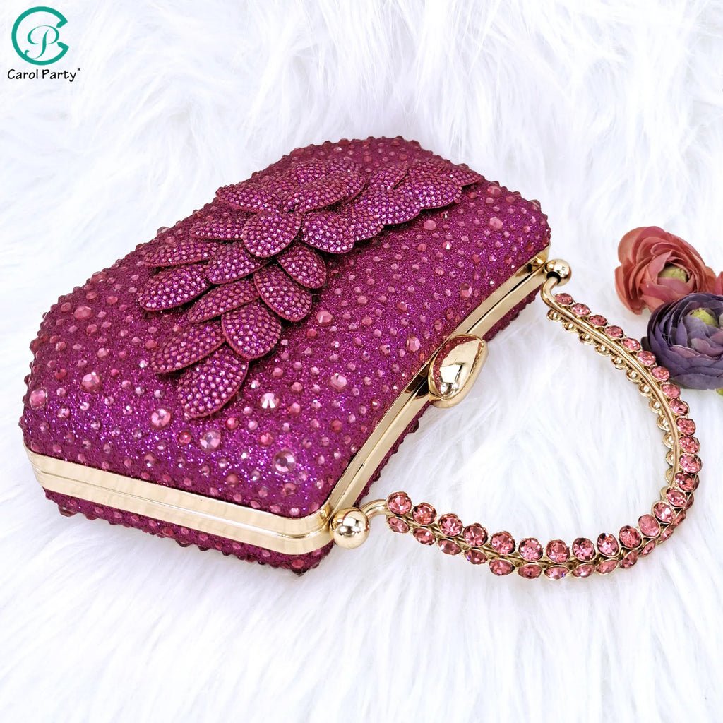 Handmade Garland Gag and Shoes Pointed Toe Pumps Crystal Handle Clutch