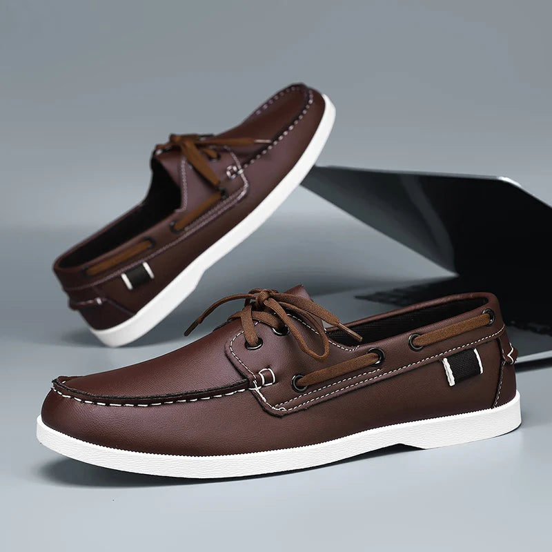 New Brand Casual Shoes for Men Comfy Leather Loafers Man Business Shoes Light Flat Social Shoe Male Driving Shoes Big Size 40-48