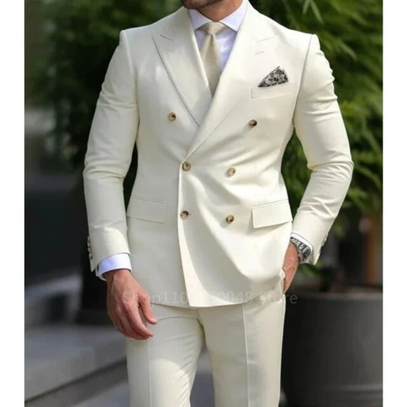 Solid 2 Pieces Men Suits