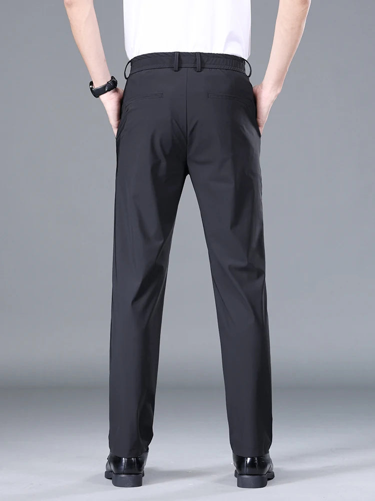Men Elastic Waist Korean Classic Business Casual Formal Pants