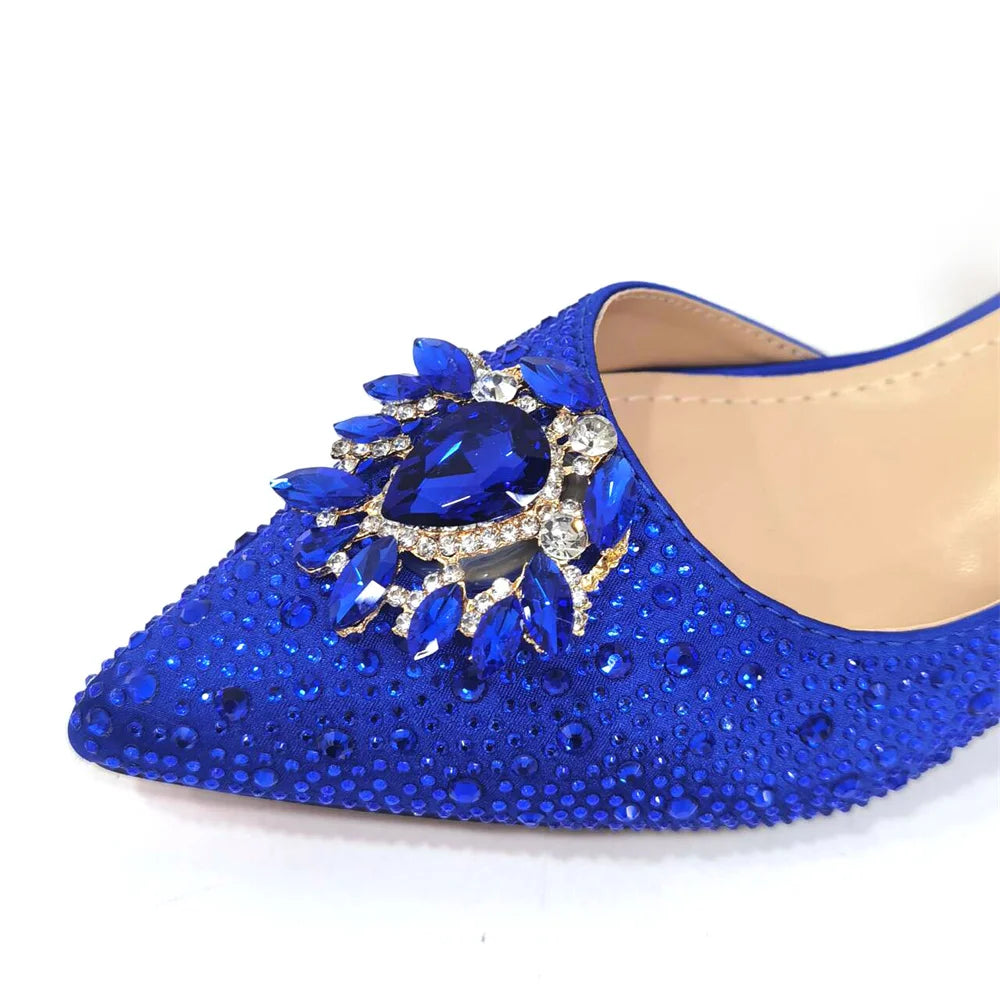 Royal Blue Sandals for Women Luxury Wedding Pumps Med Heels