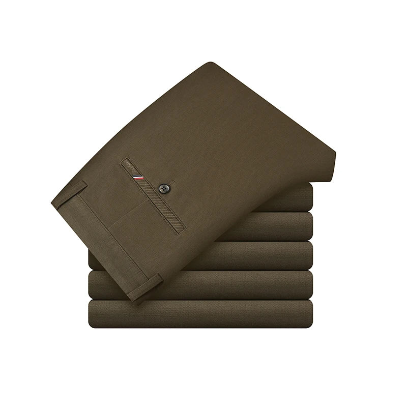 Men's Business Formal Office Cotton Spandex Trousers