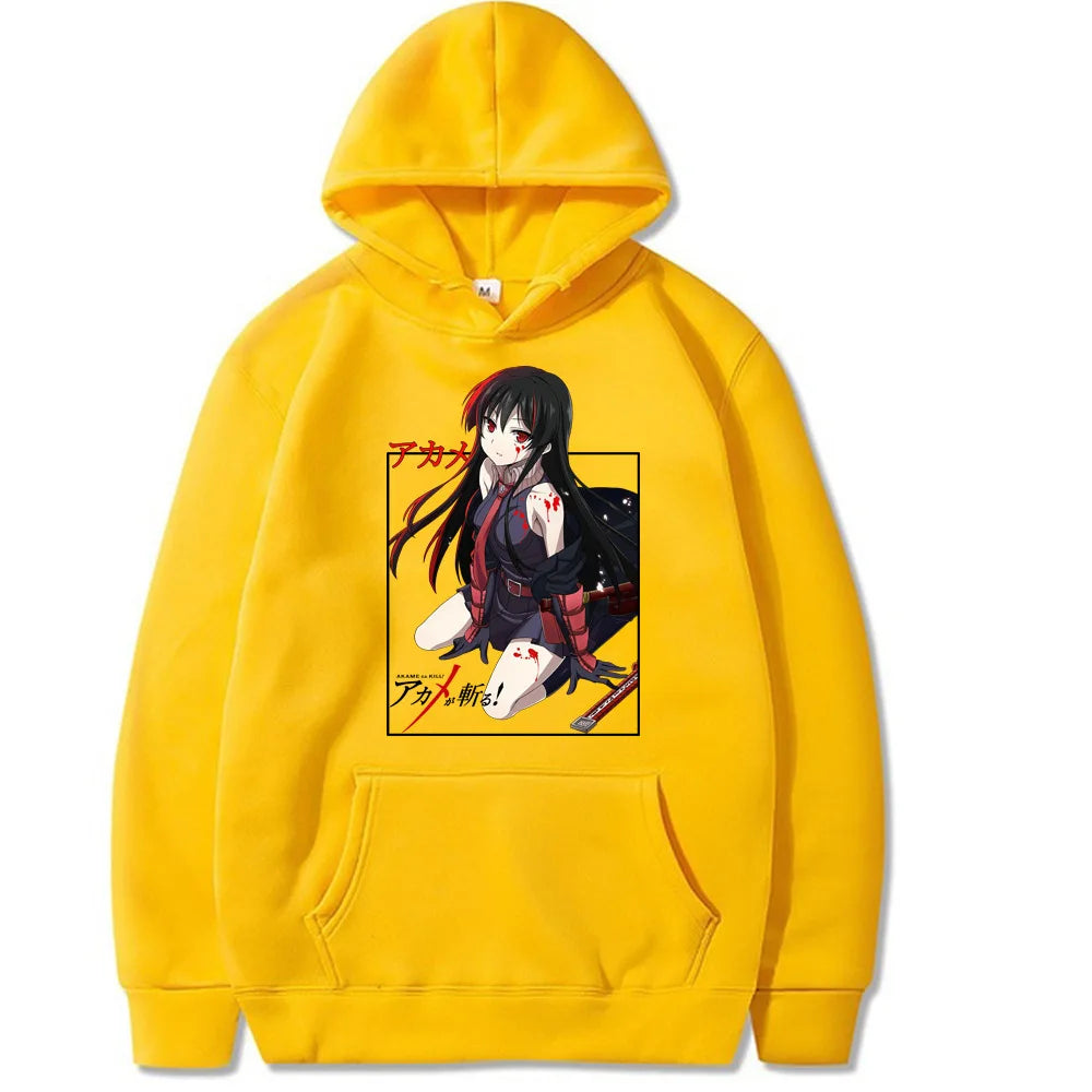 Akame Ga KILL Japanese Anime Hoodie Men's and Women's Harajuku Pullover Street Wear Unisex Autumn/Winter Plushed Brand Sweater