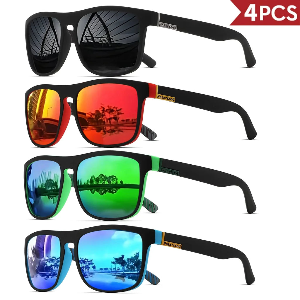 1-4 Paires de Lunettes de Soleil de Sport Polarisées Carrées Classiques pour Homme Monture Légère en PC Anti-UV400 pour Conduite Pêche Cyclisme Unisexe Durabilité