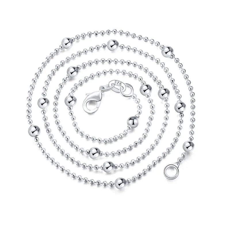 Sterling Silver Sweater Bead Chain Women's Necklace