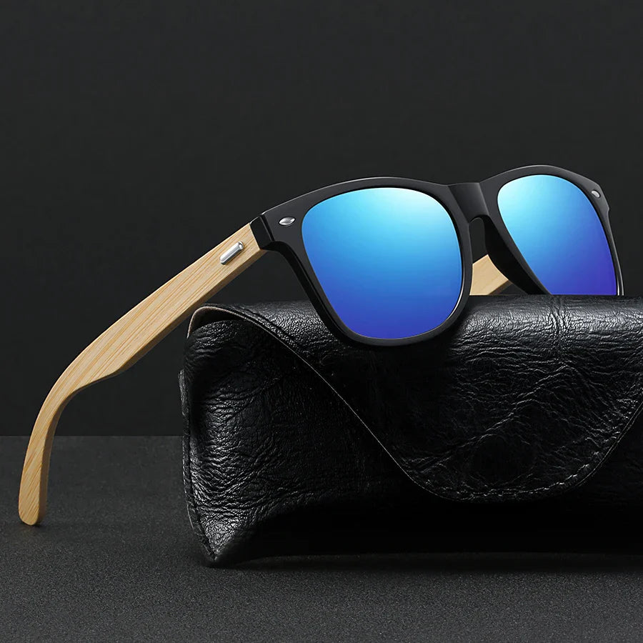 Fashion Bamboo Wood Vintage Square Sunglasses Men Women Luxury Brand Designer Sun Glasses Wooden Driving Fishing Eyewear