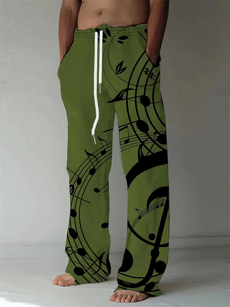 Vintage Men's Summer Straight Pants Comfortable And Breathable Cotton Linen Casual Pants Men's Butterfly Print Large Linen Pants