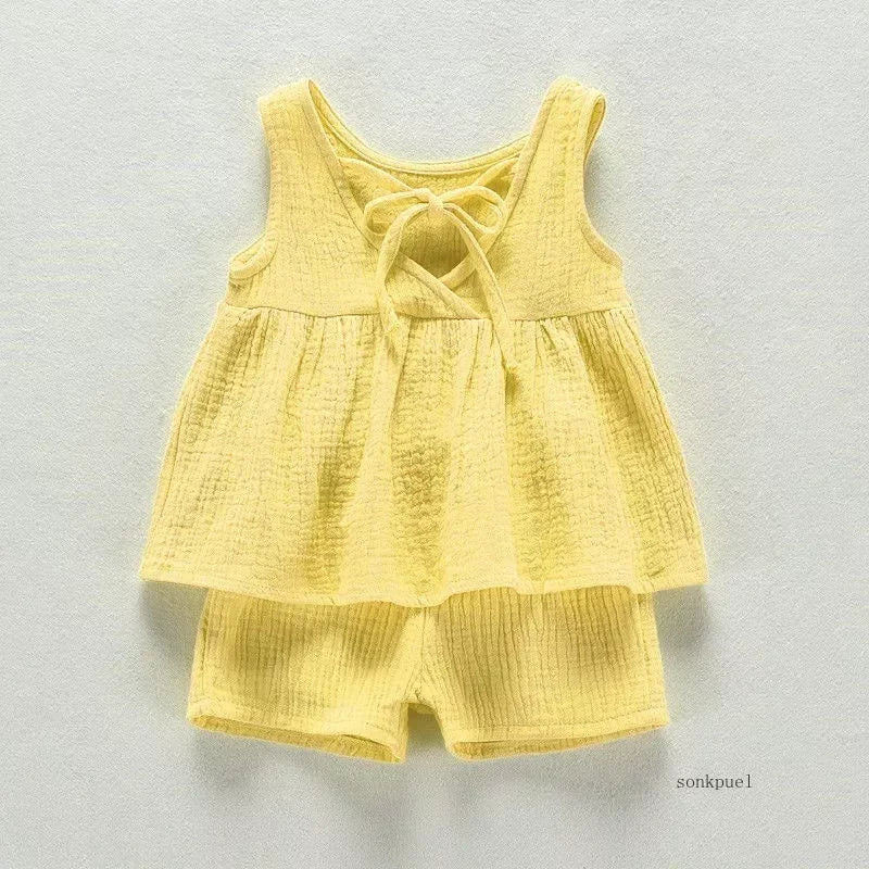 Baby Girls Sleeveless Vest Dress Shorts