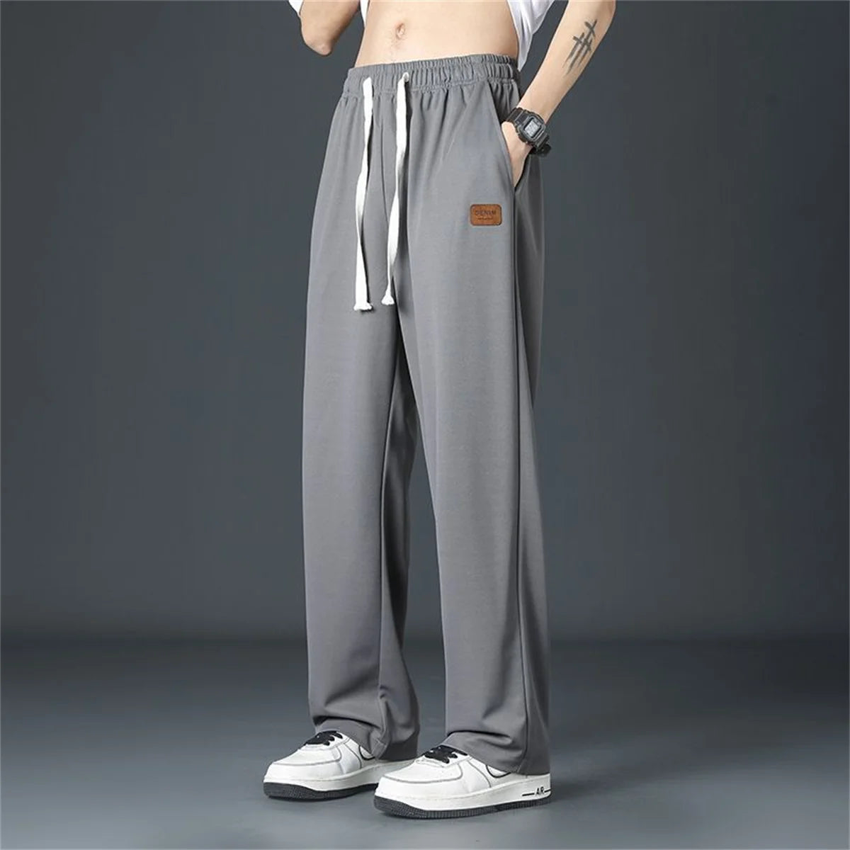Black Straight Pants for Men's Wide Leg Pants
