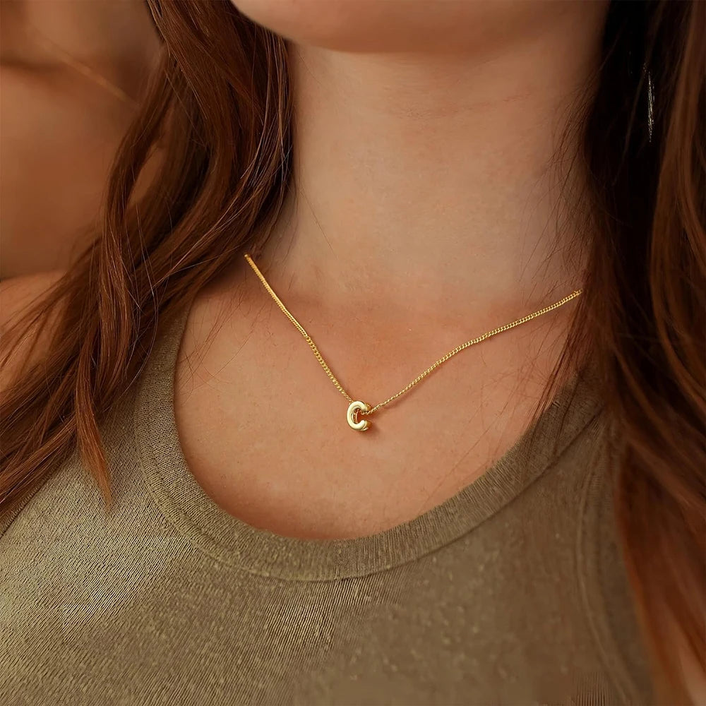 Dainty Mini Bubble Letter Necklace for Women