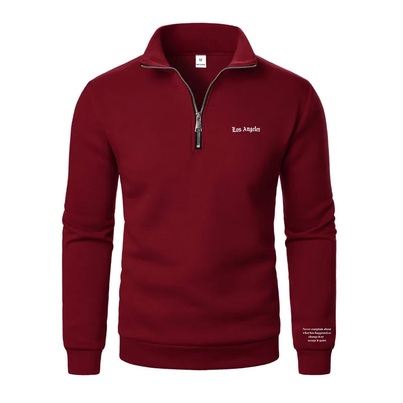 Spring and Autumn new casual half zipper stand up collar hoodie trend simple and loose oversized fleece men's hoodie