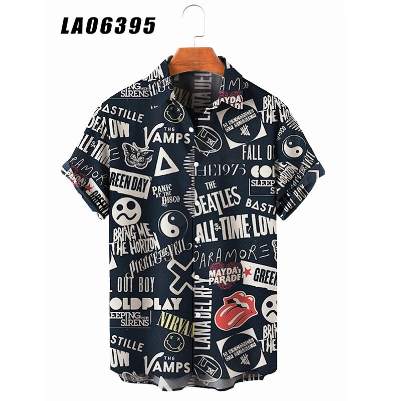 2024 Men's Shirts Creative Panda Printed Short Sleeve Shirt Men Street Summer Hawaii Beach Retro Harujuku For