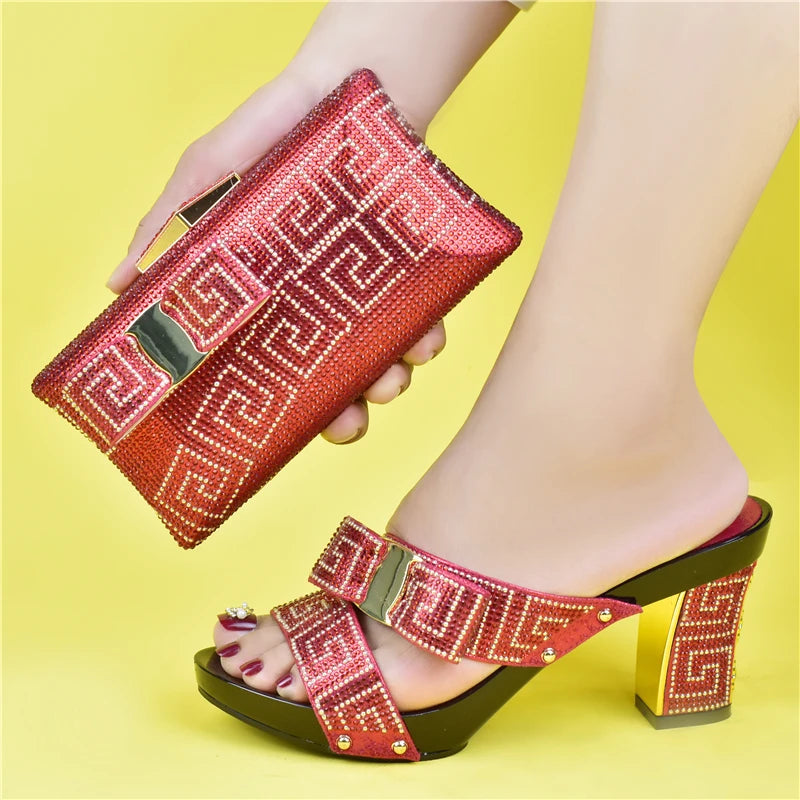 Party Shoe and Bag Sets Black Color Women Matching Shoes and Bag Set