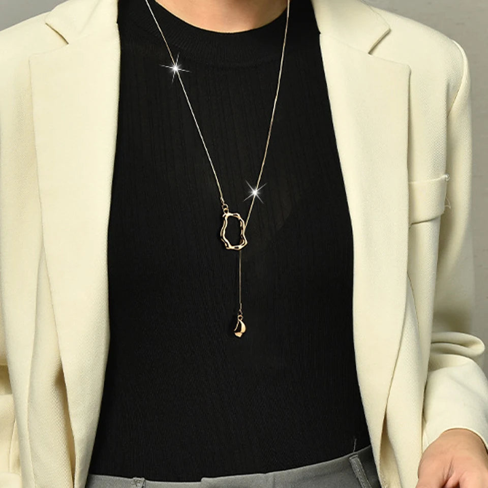 Stainless Steel Irregular Y-shaped Long Necklace for Women