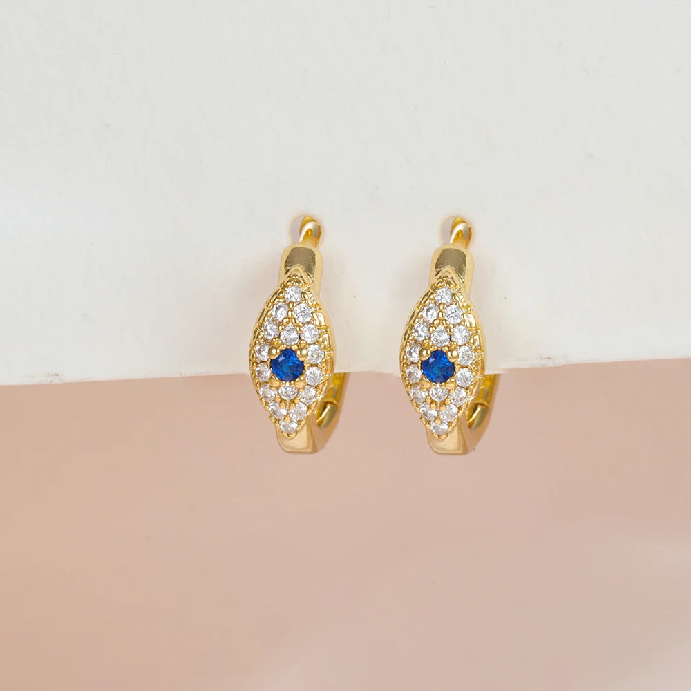 Fashion Gold Color Stainless Steel Ear Evil Eye Drop Earrings For Women