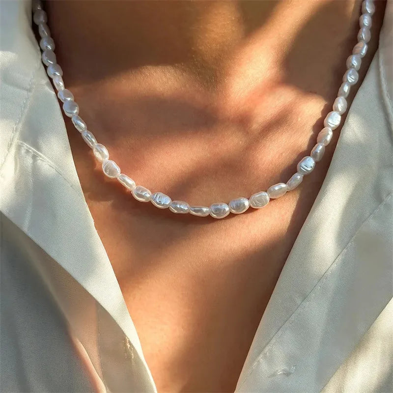 Simple Imitation Pearl Choker Necklace for Women