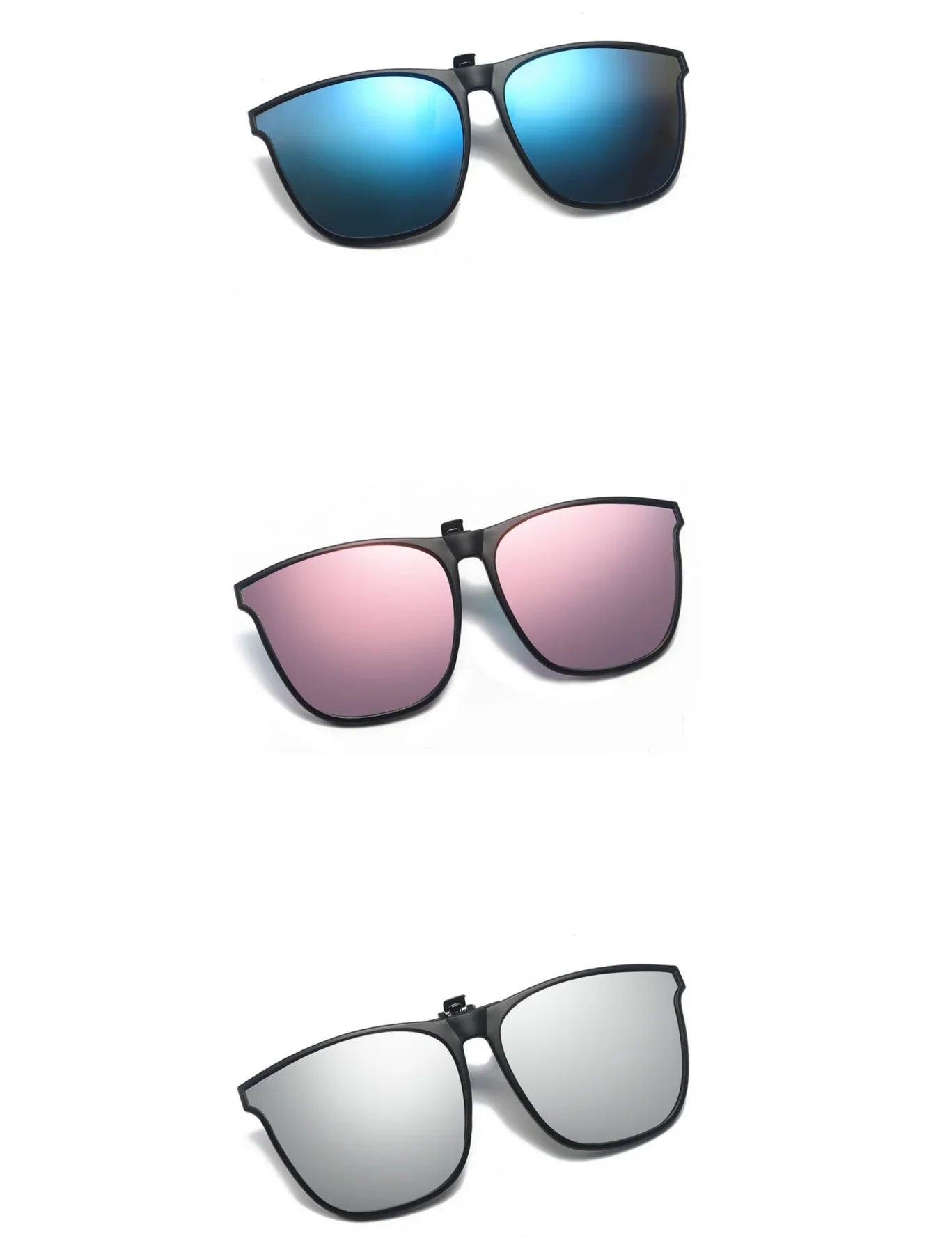 A Pair of New PC Clip Sunglasses for Outdoor Fishing and Driving. Clip Sunglasses for Day and Night Use.