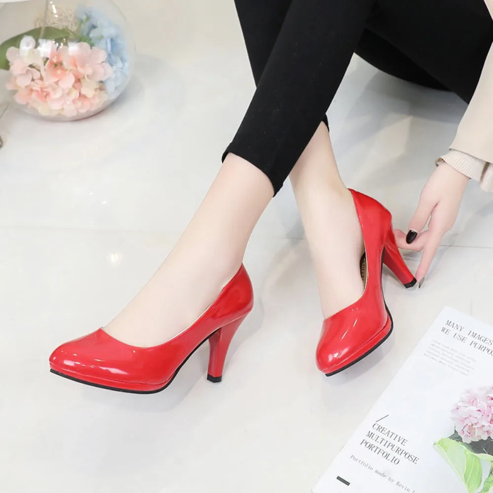High Heels Women's Solid Color Wedding Shoes Thick High Heels Fashionable Simple Elegant Party Shoes Size 34-42