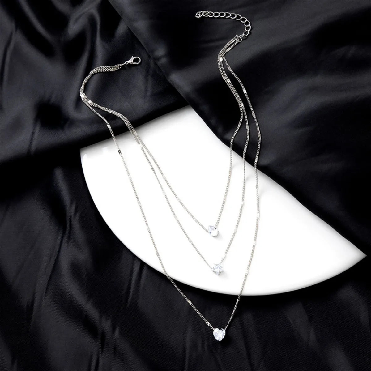 Star Heart Shape Water Drop Pendant Chain Necklace
