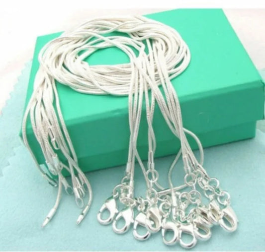 Sterling Silver Snake Chain Necklace For Woman Man Fashion Jewelry