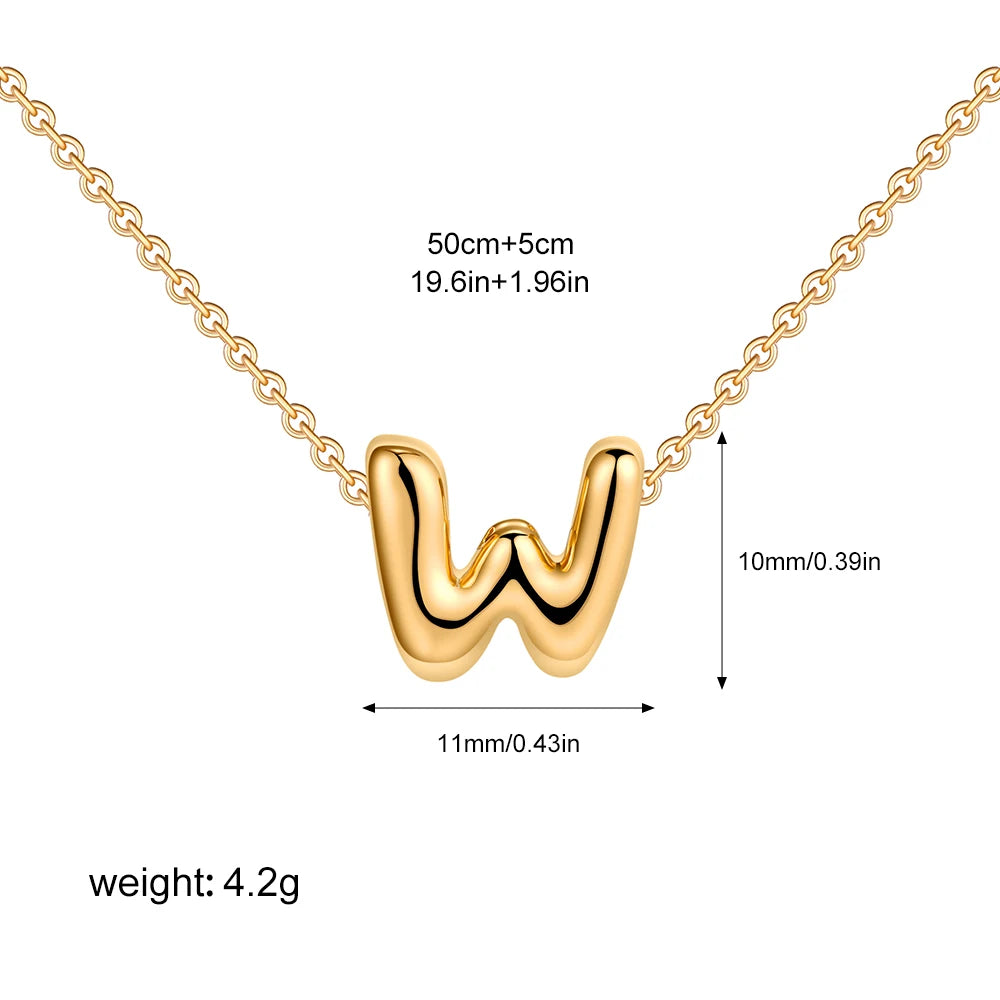 Bubble Initial A-Z Alphabet Mini Necklace for Women