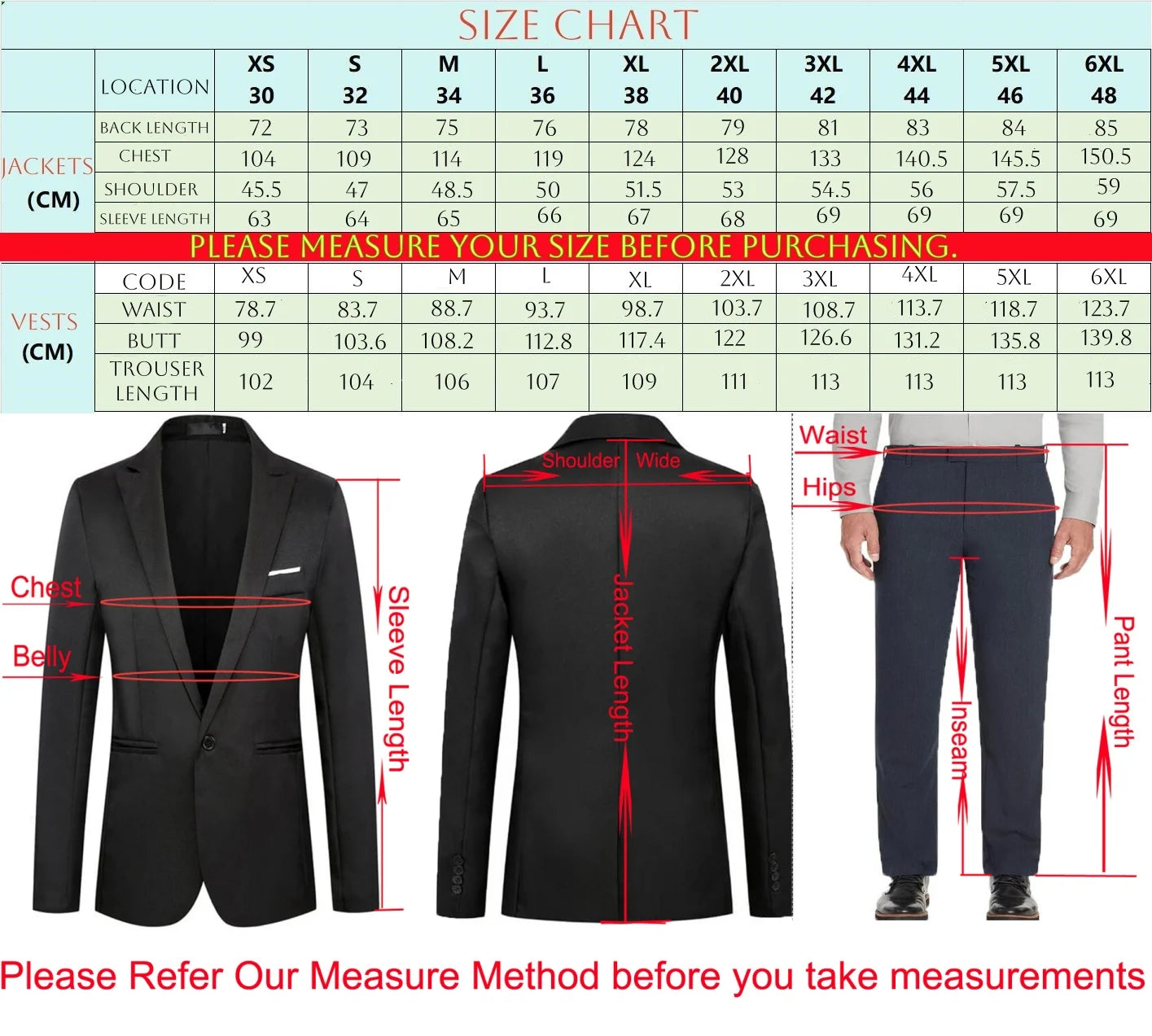 High-end Black Men's 2-piece Suit