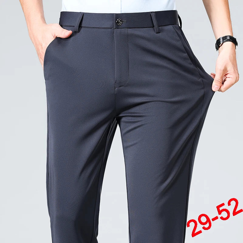 Plus Size Trousers Men Business Suit Pants Stretch Formal Dress Pants