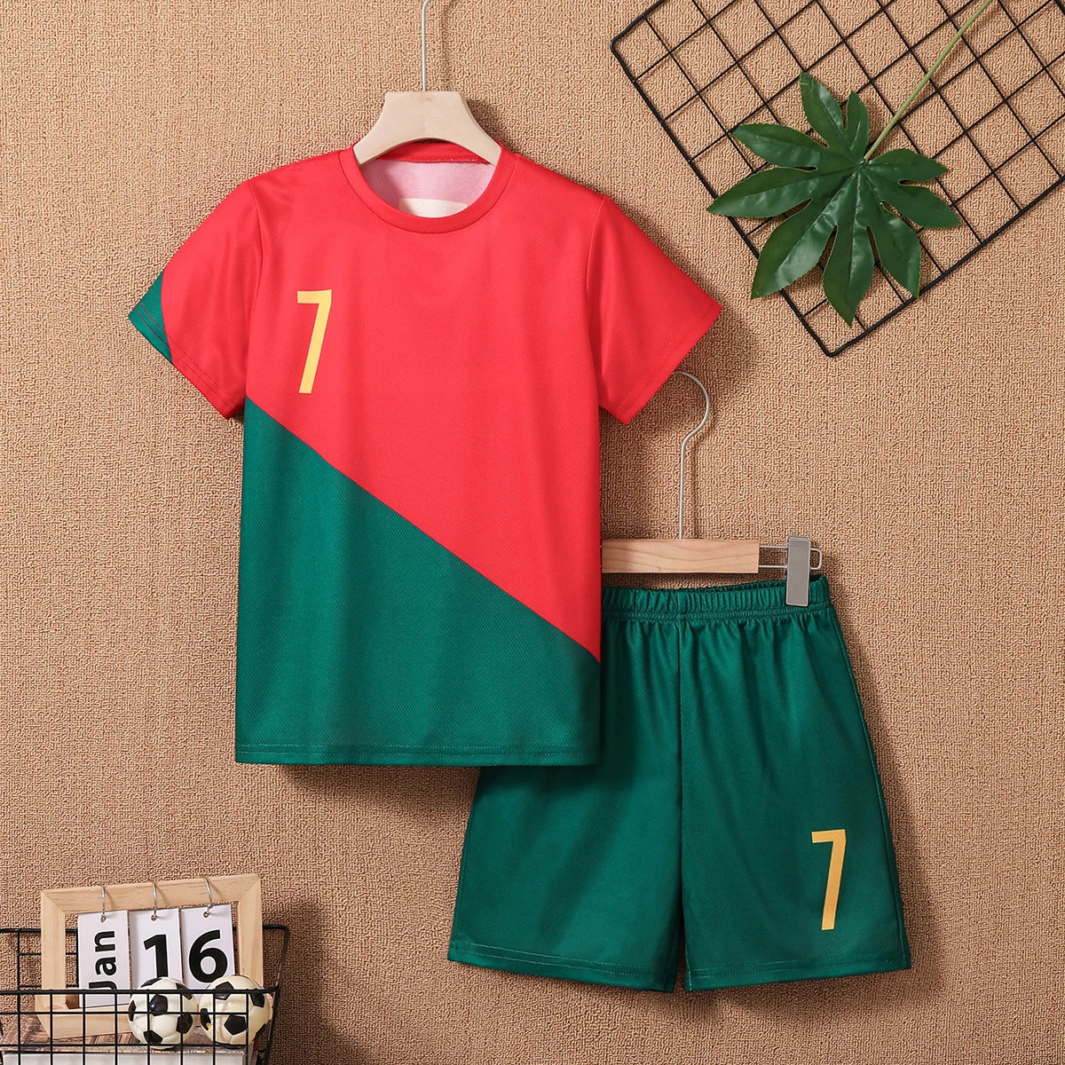 Children Red and Green Football Suit