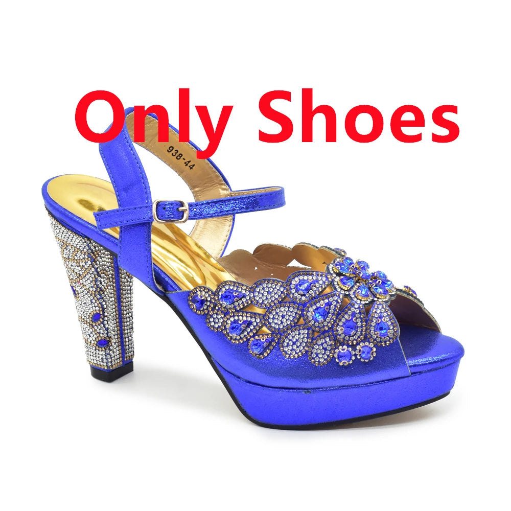 Peep Toe Thin Heels Shoes Matching Bag Set for Party