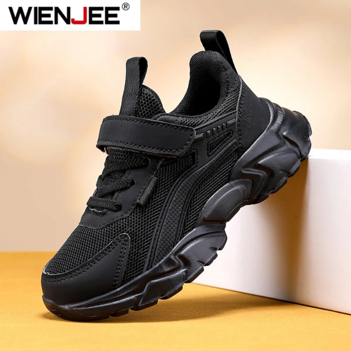Lightweight Children's Black Sneakers Breathable Mesh for Boys Casual Walking Shoes Non-slip Kid Girls' School Running Shoes
