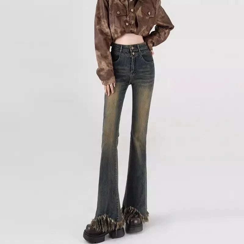 Flared Jeans Ladies Women's Wide Pants Women's Denim Shorts Y2k Baggy Jeans Pants for Woman Jean Shoujo Girl Style Coquette Pant