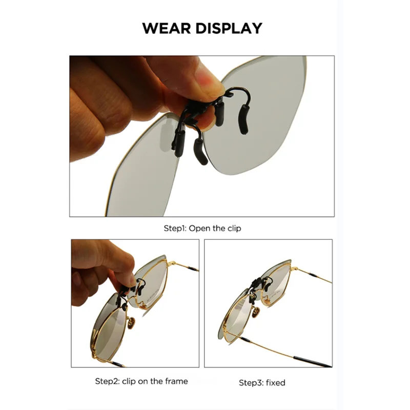 KLASSNUM Clip Polarized Sunglasses Square Men Clip On Glasses Flip-up Frames Sunglasses Covers Blue Night Vision Color Lens 2025
