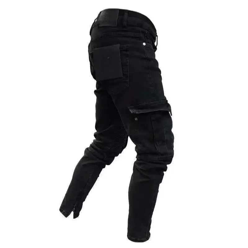 Slim Biker Men Ripped Long Denim Trousers Skinny Jeans