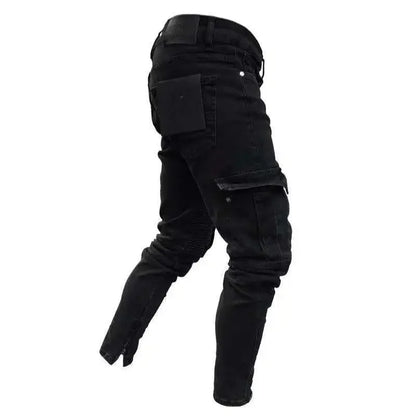 Slim Biker Men Ripped Long Denim Trousers Skinny Jeans
