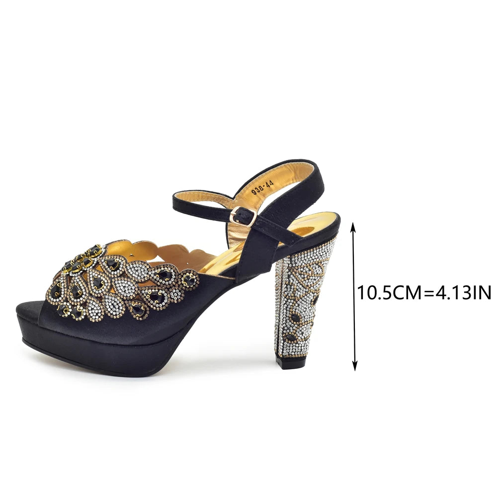 Peep Toe Thin Heels Shoes Matching Bag Set for Party
