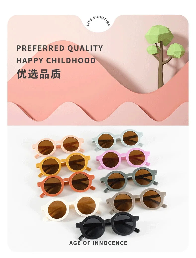 Children's sunglasses, inset style  round frame, 1-7 year old baby sunglasses, sun shading, sun protection