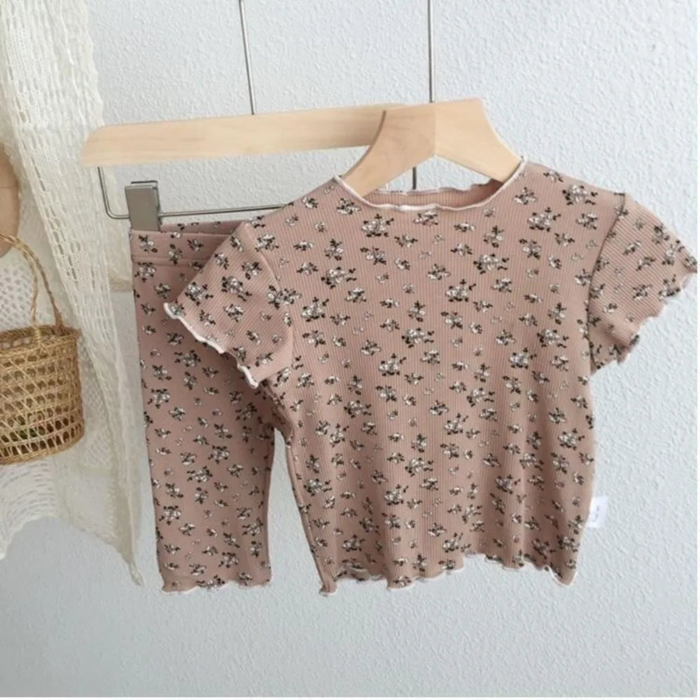 Bear Leader Short Sleeve Round Neck Top+Pants