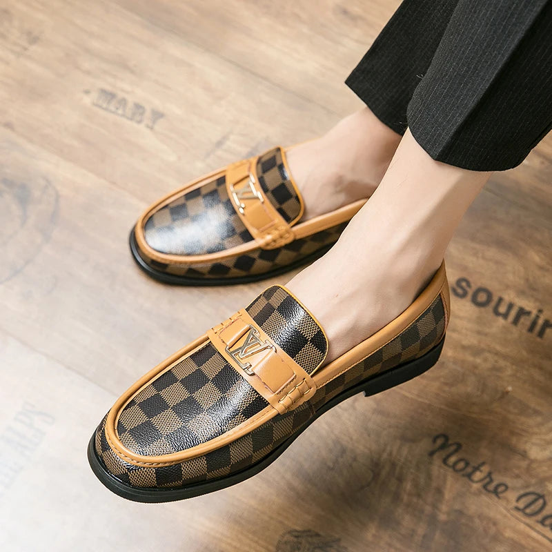 Men’s Genuine Leather Slip-On Shoes for Adults – Comfortable Beanie Style in Black, Brown, White