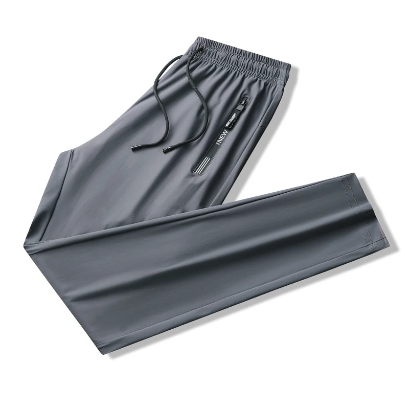 Men Sport Pants Ice Silk Jogging Thin Sweatpants