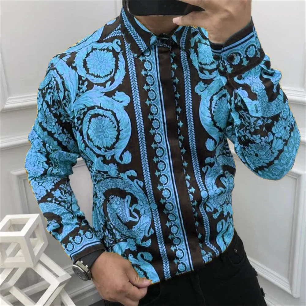 2024 Fashion Men's Luxury Shirts Image Print Men's Long Sleeve Lapel Shirts Casual Party Street Hawaiian Shirts Plus Size S-5XL