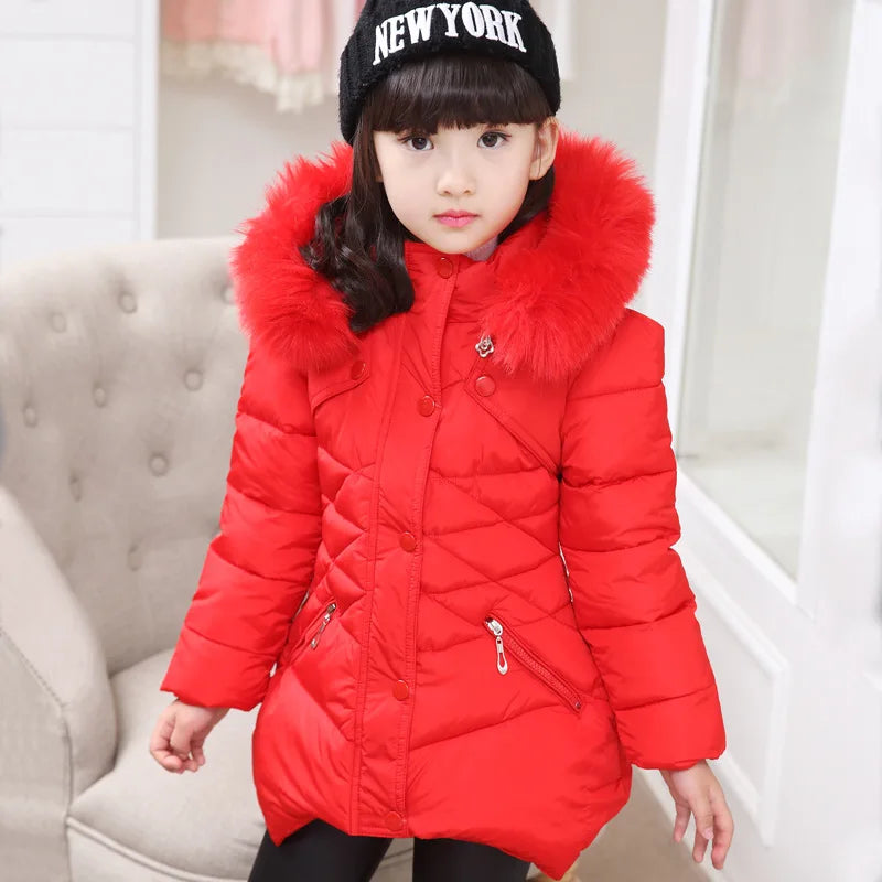 Girls Coat Fashion Long Hooded Outerwear