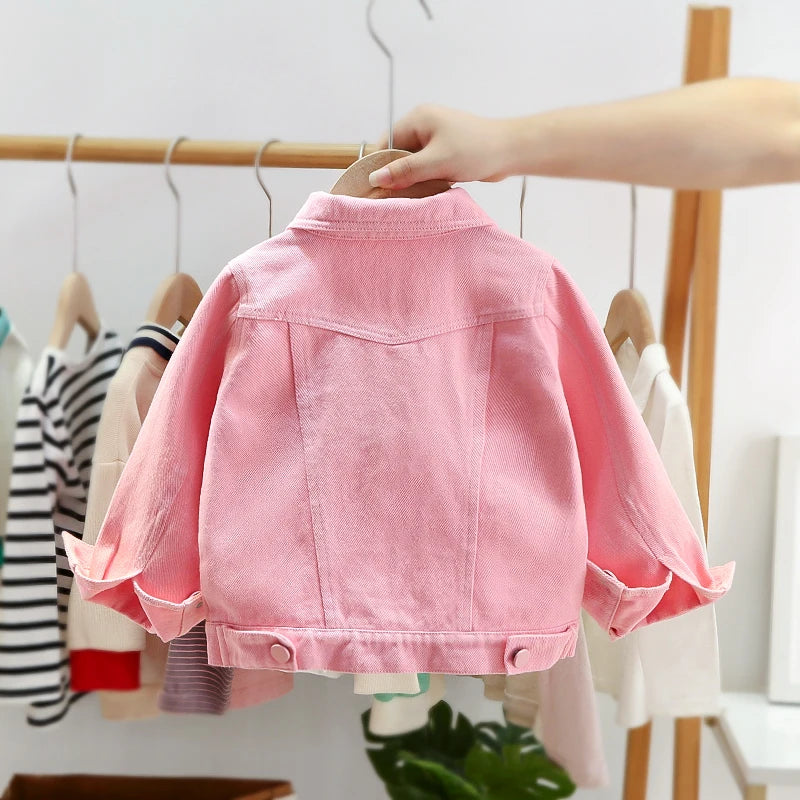 Kids Girls Pink Denim Coat