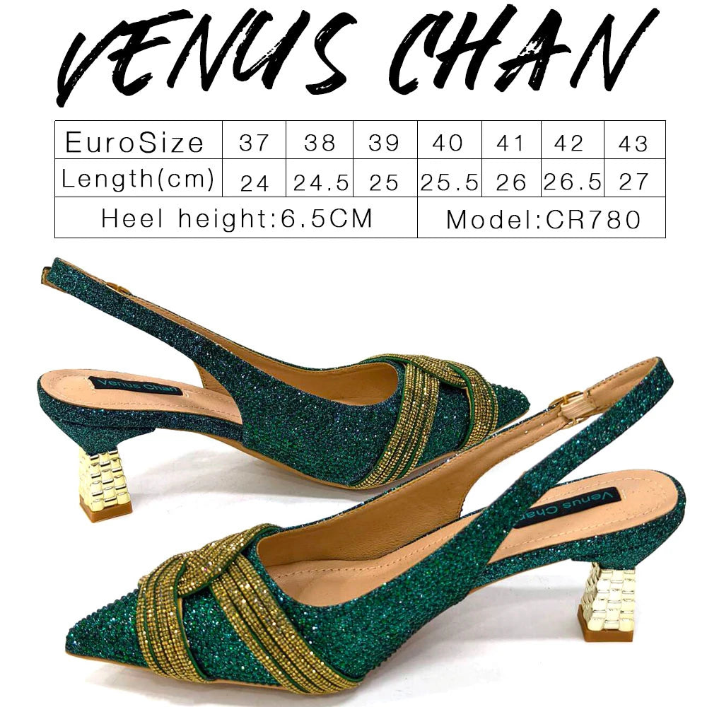 Women Shoes and Bag Set Champagne Color Rhinestone Handbag