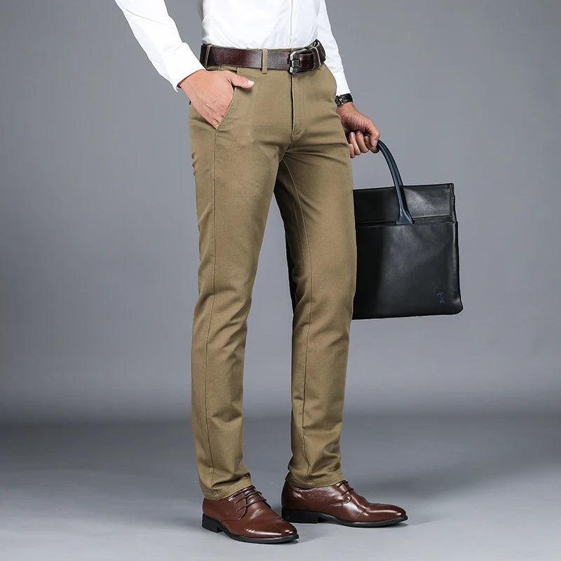 Men's Business Formal Office Cotton Spandex Trousers